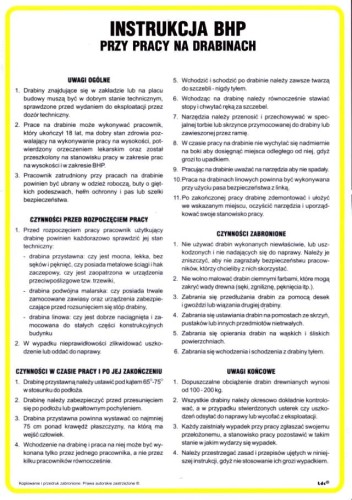 Instrukcja przy pracy na drabinach