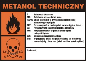 Znak: Metanol  techniczny