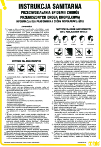 Instrukcja sanitarna przeciwdziałania epidemii chorób przenoszonych drogą kropelkową (inf. dla pracownika i osoby wpsółpracującej)