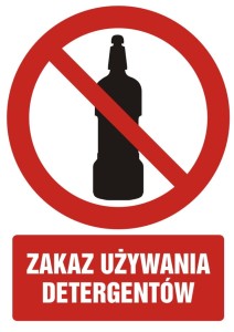 Znak: Zakaz używania detergentów
