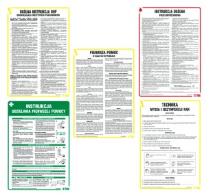 Zestaw Instrukcji PPOŻ BHP Pierwsza Pomoc TABLICE