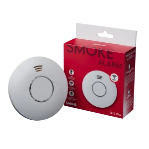 SafeMi SHS-10W Czujnik Dymu na baterie (2xAA) z funkcją komunikacji Wi-Fi, Certyfikat EN14604, 10 lat żywotności, 3 lata gwarancji