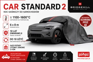 Płachta gaśnicza, koc 6x8m do gaszenia samochodów i akumulatorów Li-ion CAR STANDARD 2 - wielorazowy - do 10 użyć