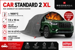 Płachta gaśnicza, koc 7.5x10m do gaszenia samochodów i akumulatorów Li-ion CAR STANDARD 2 XL - wielorazowy - do 10 użyć