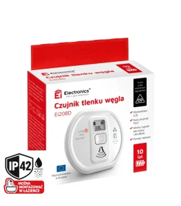 Ei208D Autonomiczny czujnik tlenku węgla, czadu (CO), czujka z wbudowaną baterią na 10 lat z wyświetlaczem