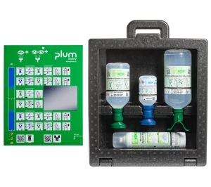 Zestaw do płukania oka i ran Plum iBox 3 — pH Neutral 200 ml + NaCl 500 ml (eyecup) + 1000 ml (DUO) + Spray 250 ml