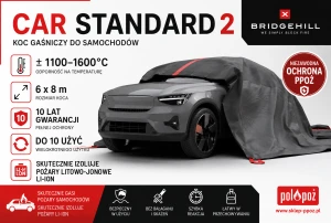 Płachta gaśnicza, koc 6x8m do gaszenia samochodów i akumulatorów Li-ion CAR STANDARD 2 - wielorazowy - do 10 użyć