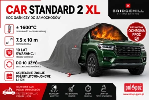 Płachta gaśnicza, koc 7.5x10m do gaszenia samochodów i akumulatorów Li-ion CAR STANDARD 2 XL - wielorazowy - do 10 użyć