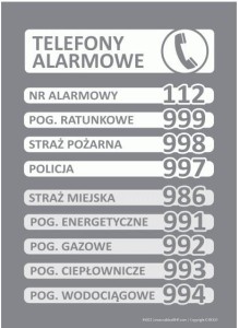 Telefony alarmowe tablica informacyjna