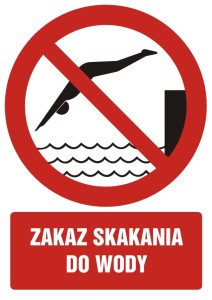 Znak: Zakaz skakania do wody