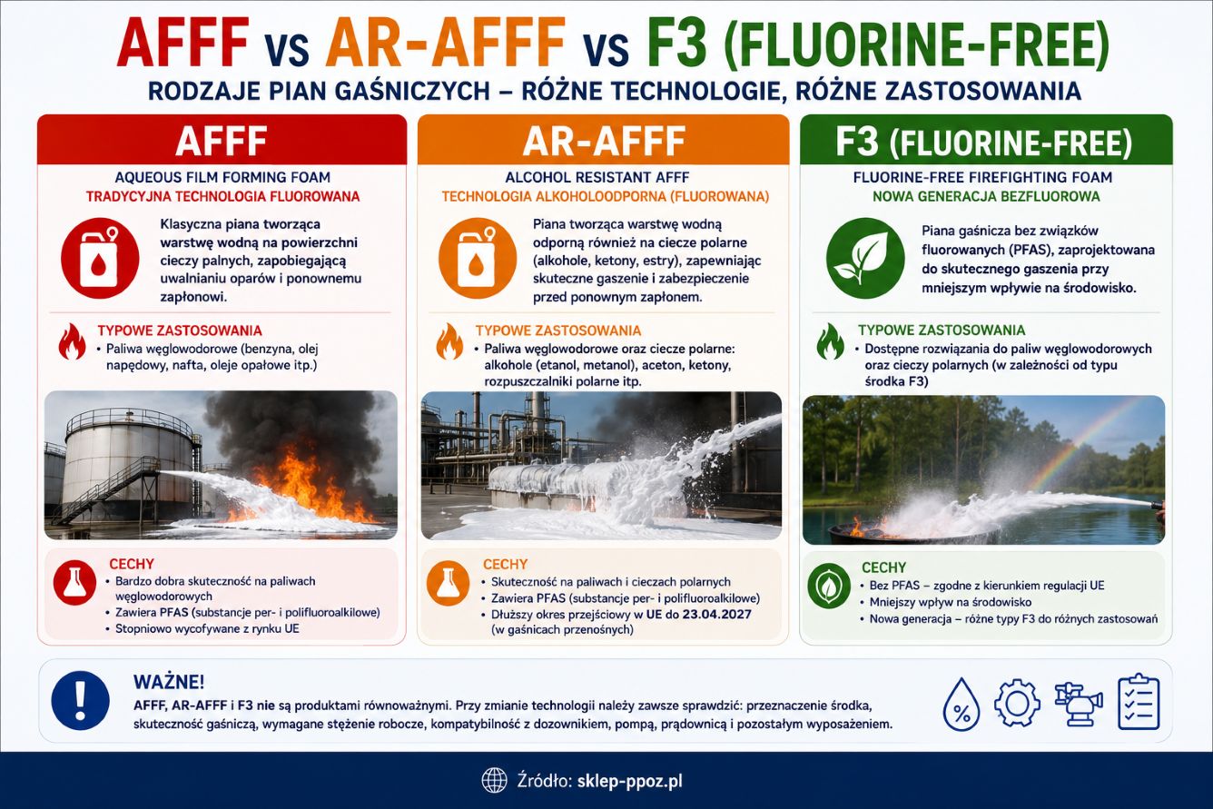 ALT: różnice AFFF AR-AFFF i F3 fluorine free – rodzaje pian gaśniczych