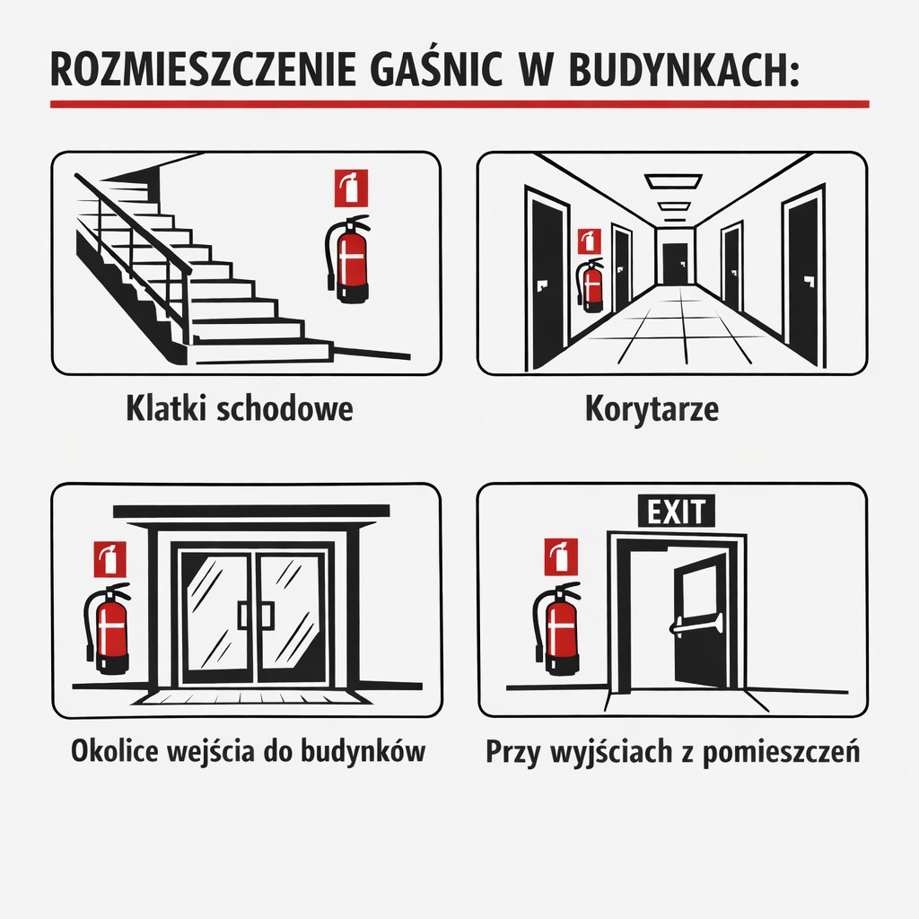 Gdzie umiesic gasnice w budynku biurowcu firmie